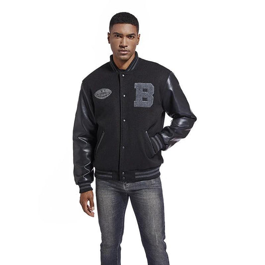 American Baseball Jacket Casual Embroidery Stitching by GJG Denim