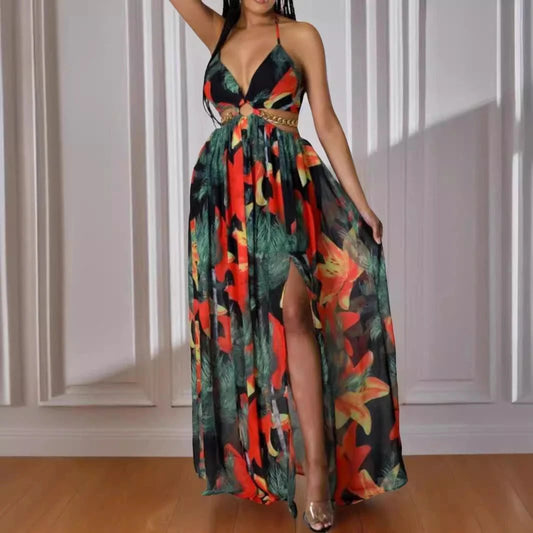Tropical Floral Printed Dress Sling Style by GJG Denim