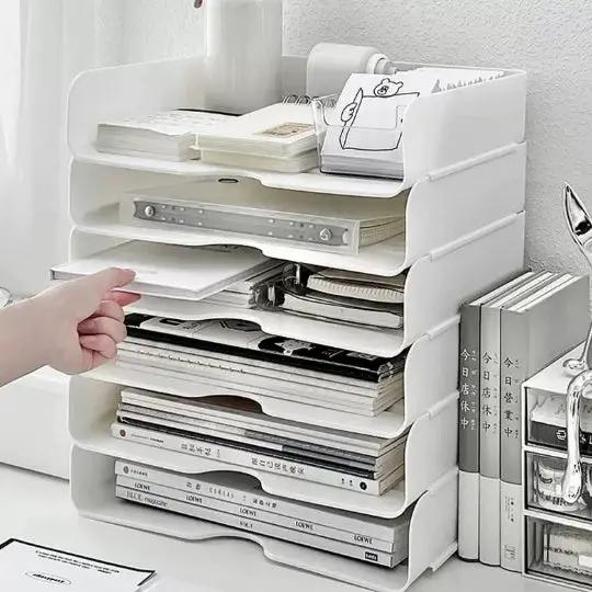 Desktop Storage Box Transparent Acrylic Desk Storage Rack by GJG Denim