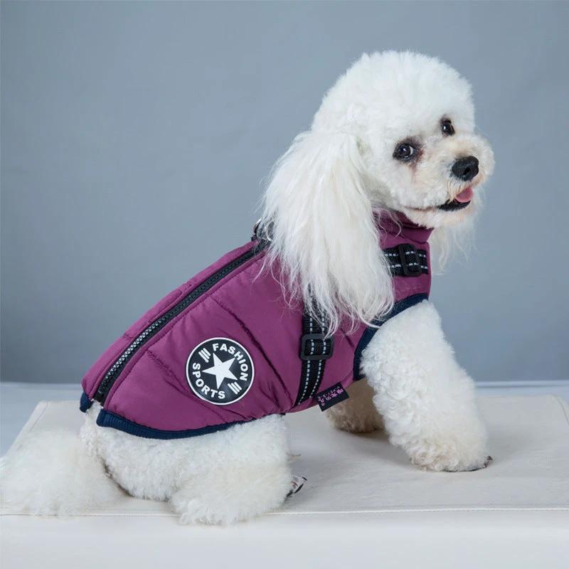 Waterproof Dog Clothes Winter Dog Coat With Harness Warm Pet Clothing Big Dog Jacket Chihuahua Labrador Coat Costume by GJG Denim