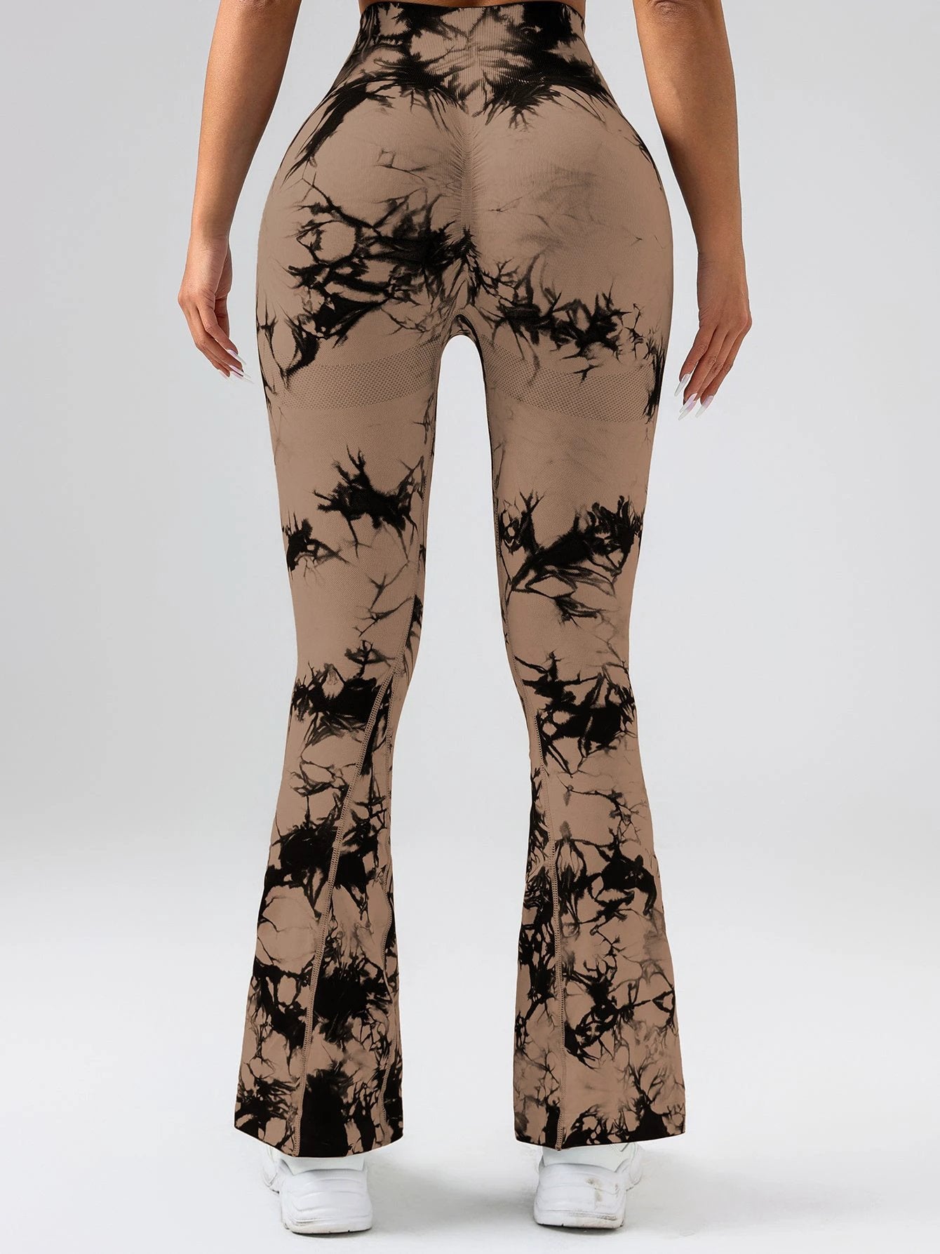 High-Waist Tummy Control Flare Yoga Pants For Women, Tie-Dye Stretch Slimming Bootcut Workout Pants, Fitness & Sports Activewear by GJG Denim