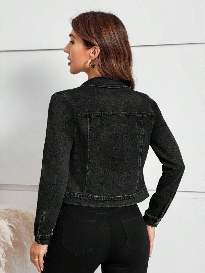 Women's Casual Distressed Cropped Denim Jacket by GJG Denim
