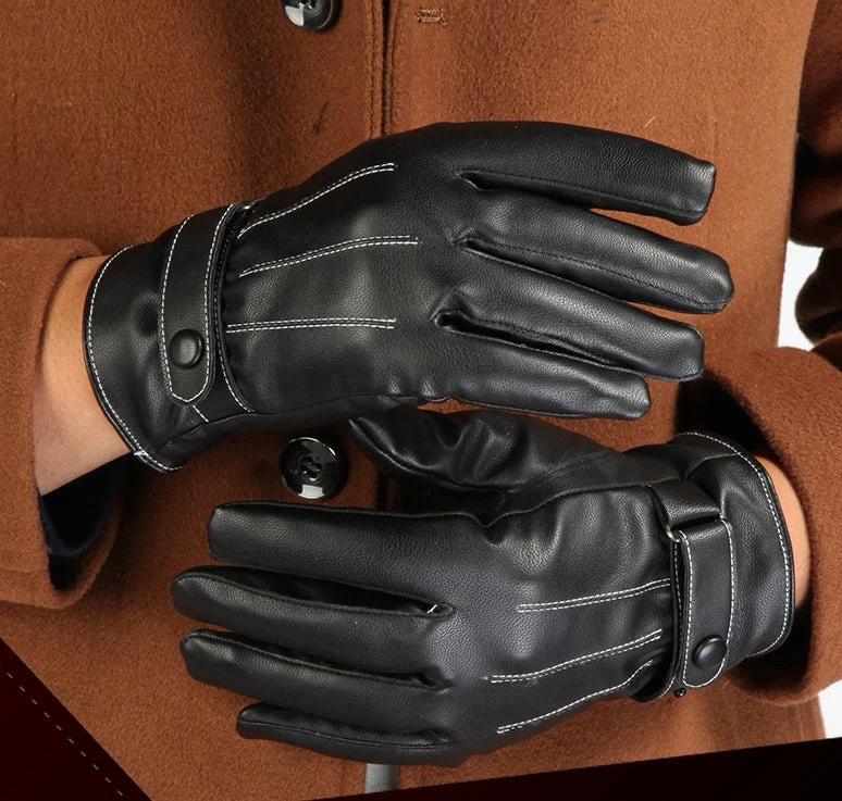 Winter PU Leather Full Touch Screen Gloves For Men by GJG Denim