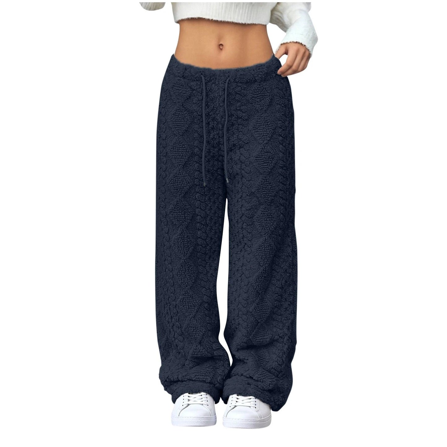 Velvet Padded Loose Straight-leg Trousers by GJG Denim