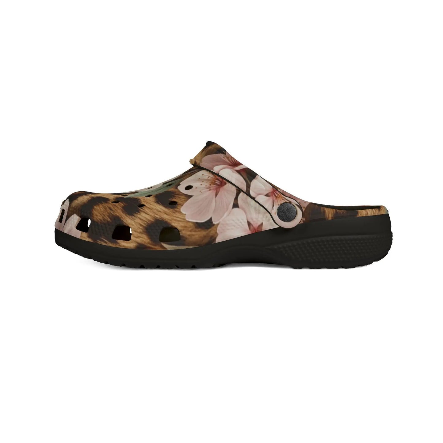 Floral Leopard Print Clogs — EVA Foam Garden Shoes by Printify
