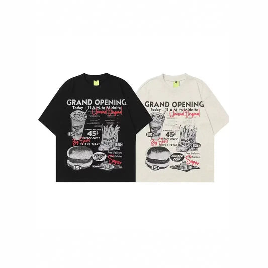 Pure Cotton Short-sleeve Trendy Brand Laid-back Style Loose T-shirt by GJG Denim