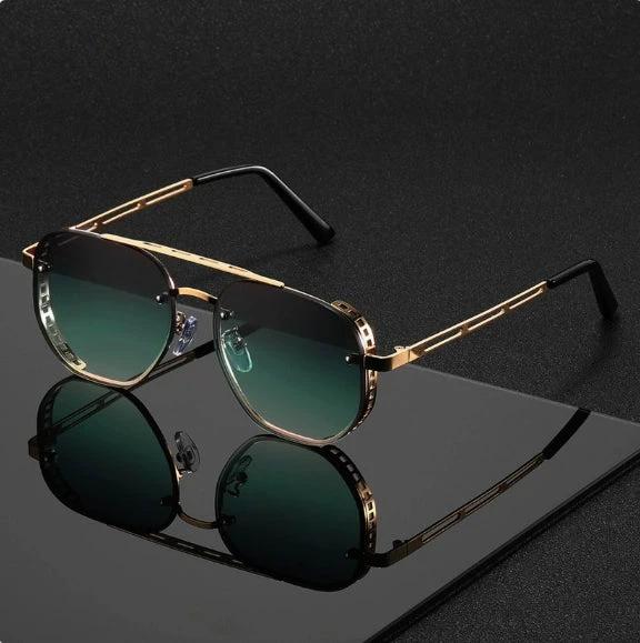 Retro Double-bridge Hollow-out Metal Sunglasses With A Premium High-end Look For Men by GJG Denim