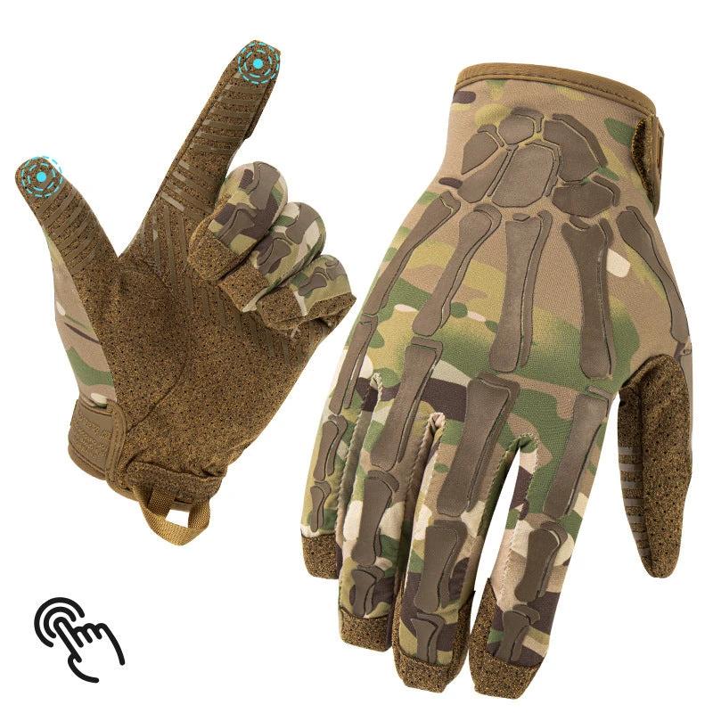 Men's Non-slip and Breathable Full Finger Touch Screen Tactical Gloves by GJG Denim