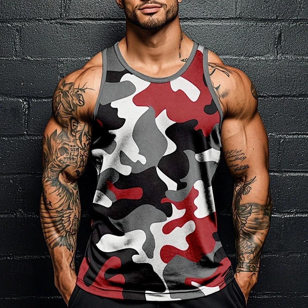 Fashion Camouflage Print Loose Short Sleeve Men by GJG Denim