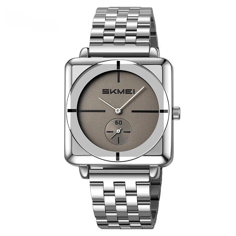 Square Steel Band Stylish Standalone Seconds Subdial With Two Hands Watch For Men by GJG Denim