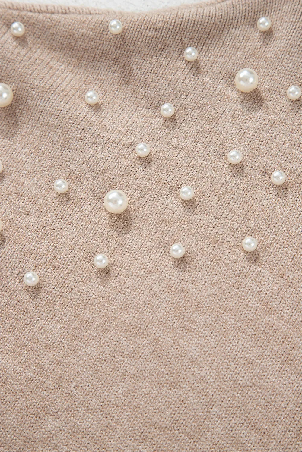 Plus Size Pearl Detail Round Neck Long Sleeve Sweater by Lady Ros