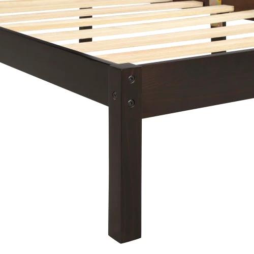 Platform Bed Frame With Headboard, Wood Slat Support, No Box Spring Needed, Queen,Espresso by GJG Denim