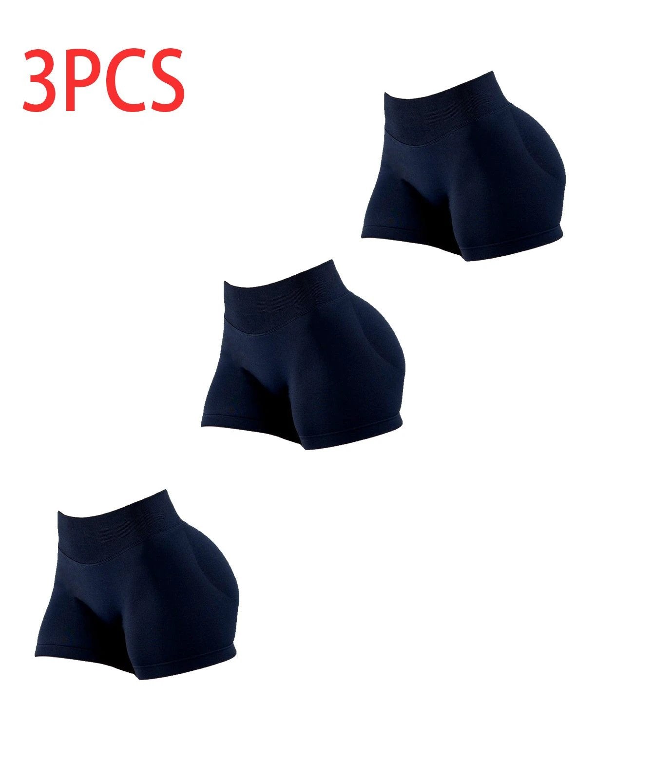 3PCS High-waisted Solid-color Training Shorts by GJG Denim