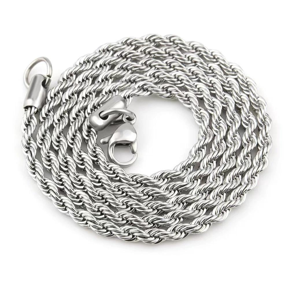 Stainless Steel Twist Chain Necklace For Men by GJG Denim