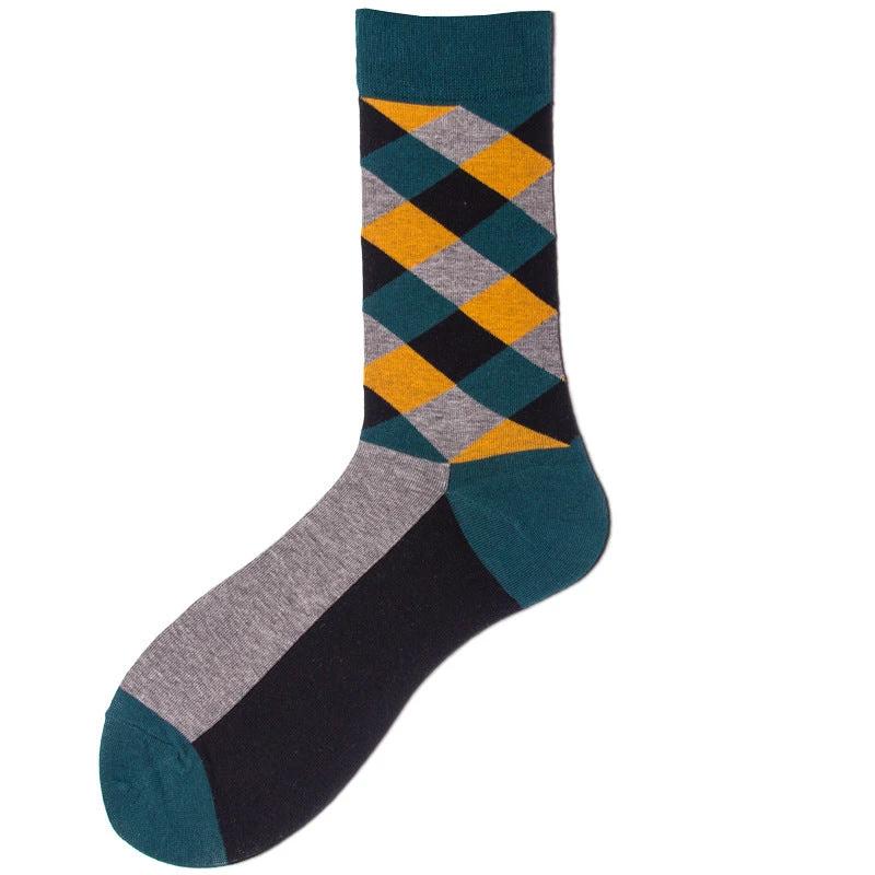 Men's Colorful Diamond-shaped Tube Socks by GJG Denim