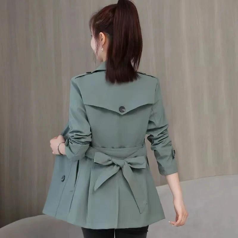 Elegant Slimming British Style Petite Top Student Double Breasted Coat by GJG Denim