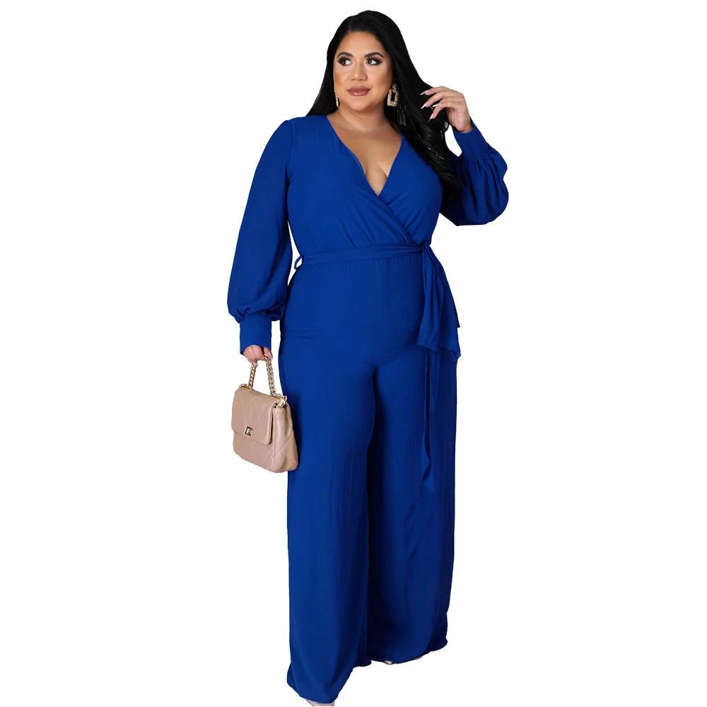 Relaxed-fit Straight-leg Solid-color Jumpsuit With Belt by GJG Denim