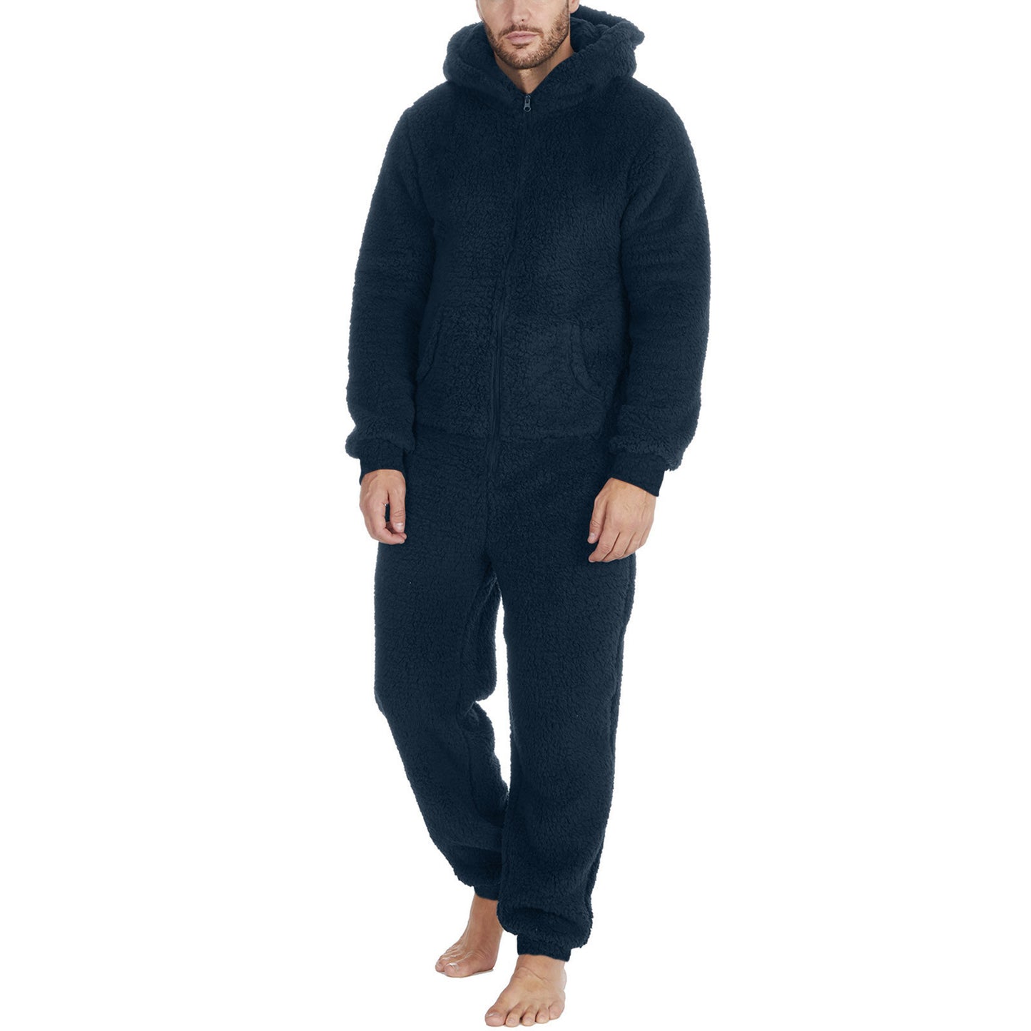 Men's Fashion Zipper Thermal Plush Jumpsuit Pajamas by GJG Denim