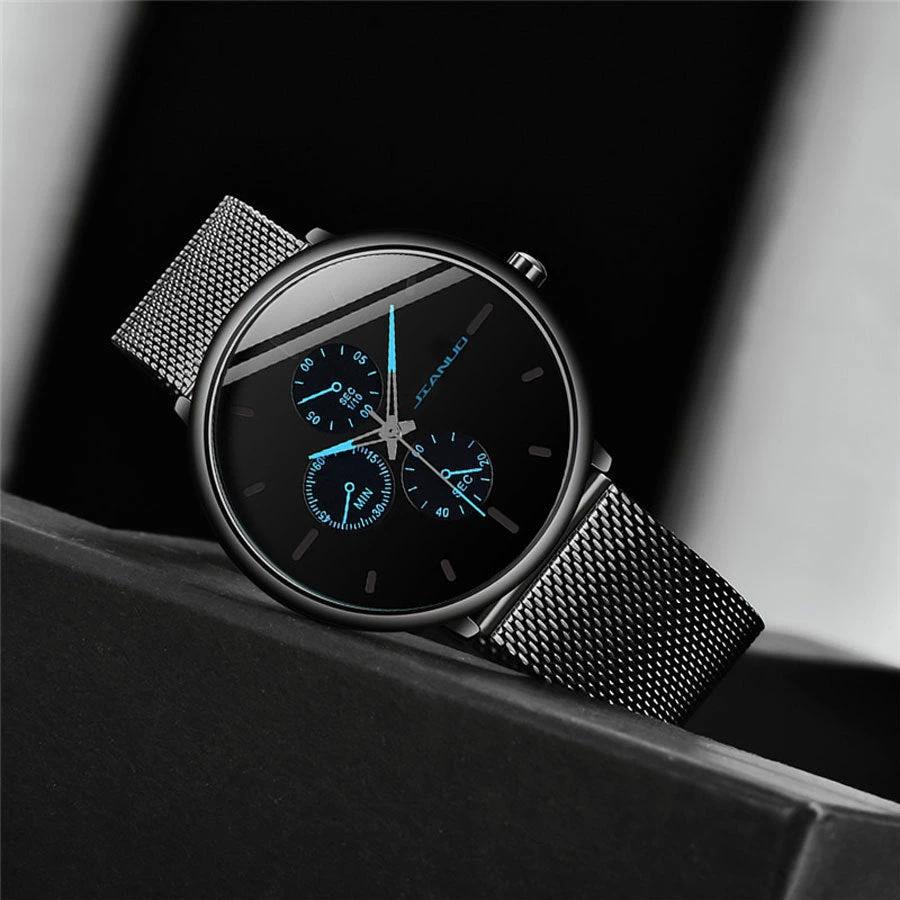 Men's Mesh-band Quartz Casual Business Luminous Watch by GJG Denim