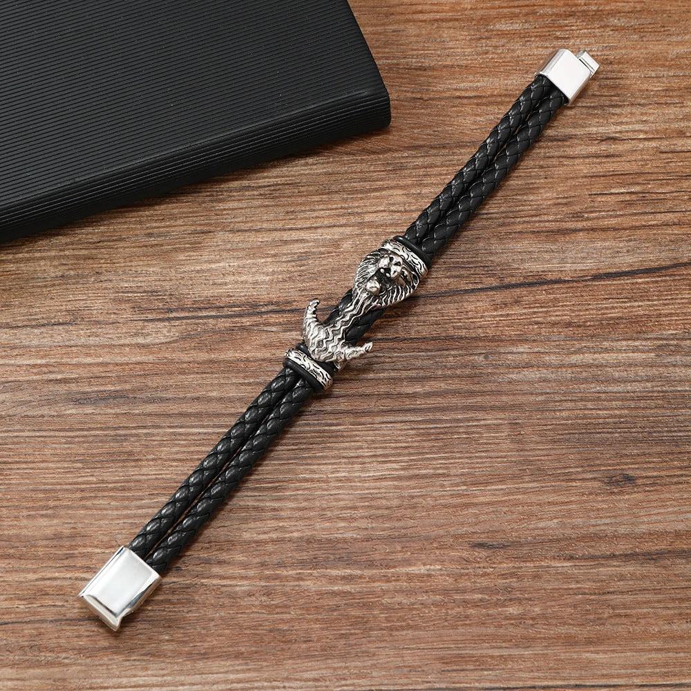 Men's Lion Head Braided Bracelet by GJG Denim