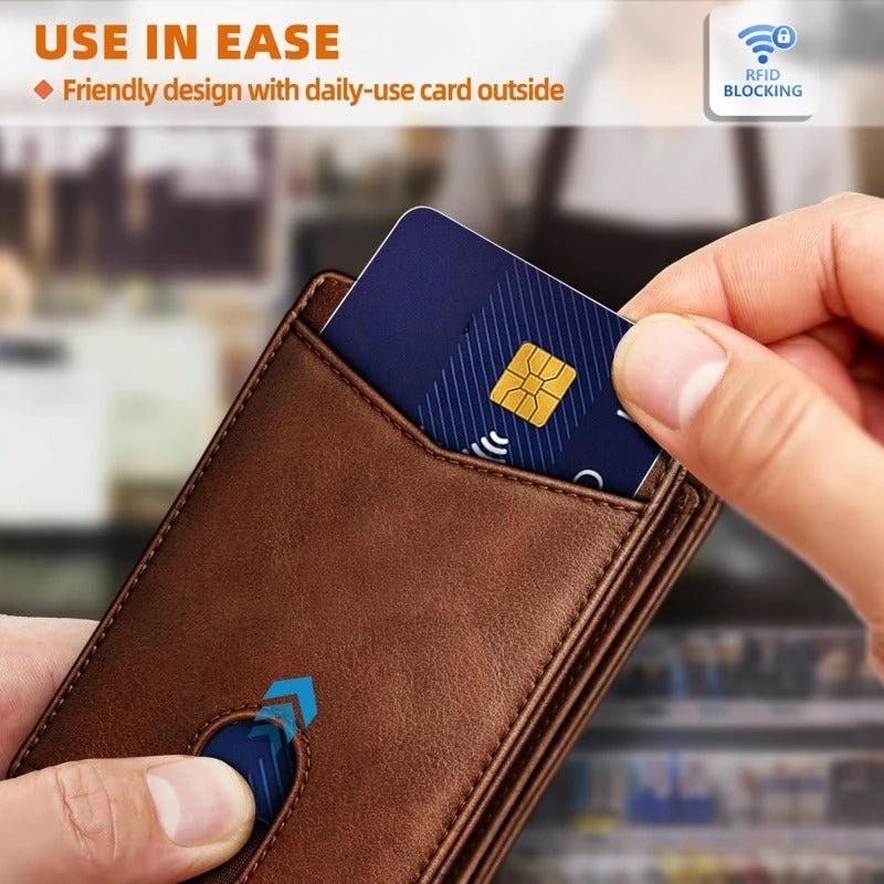 Multifunctional Anti-Theft Retro Card Holder Wallet With Multiple Card Slots For Men by GJG Denim