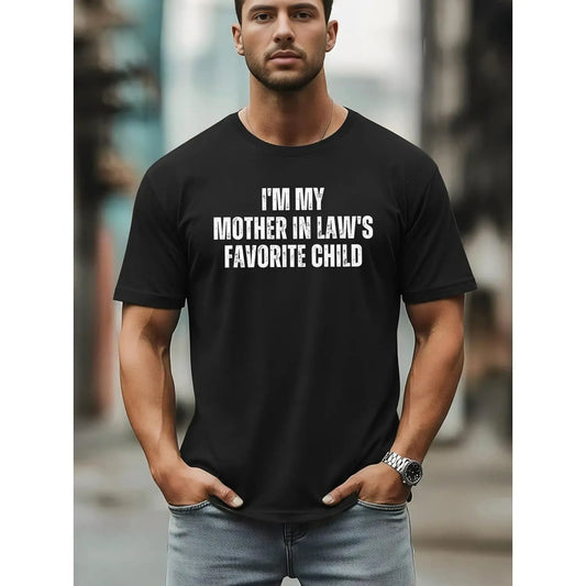 Men's Humorous Letter-Print Fashion Short-Sleeve T-shirt by GJG Denim