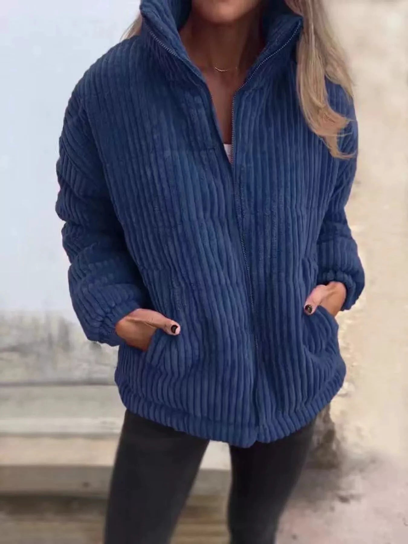 Full Size Zip Up Turtleneck Long Sleeve Winter Coat Plus Size by Lady Ros