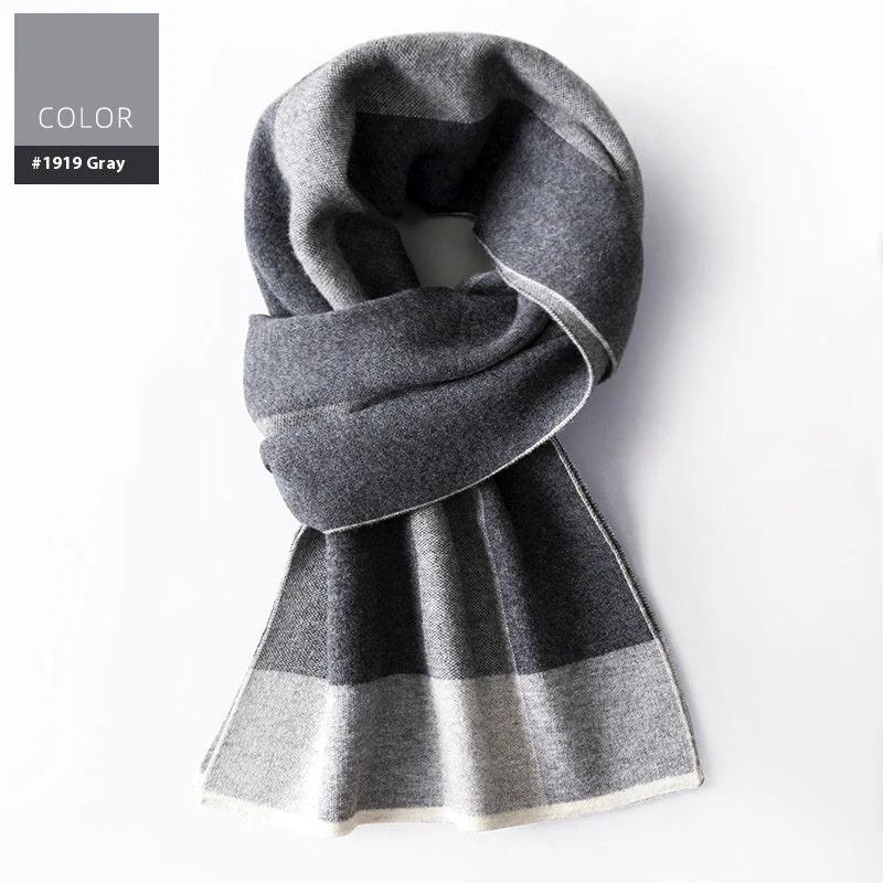 Men's Wool Winter Plaid Double-sided Scarf by GJG Denim