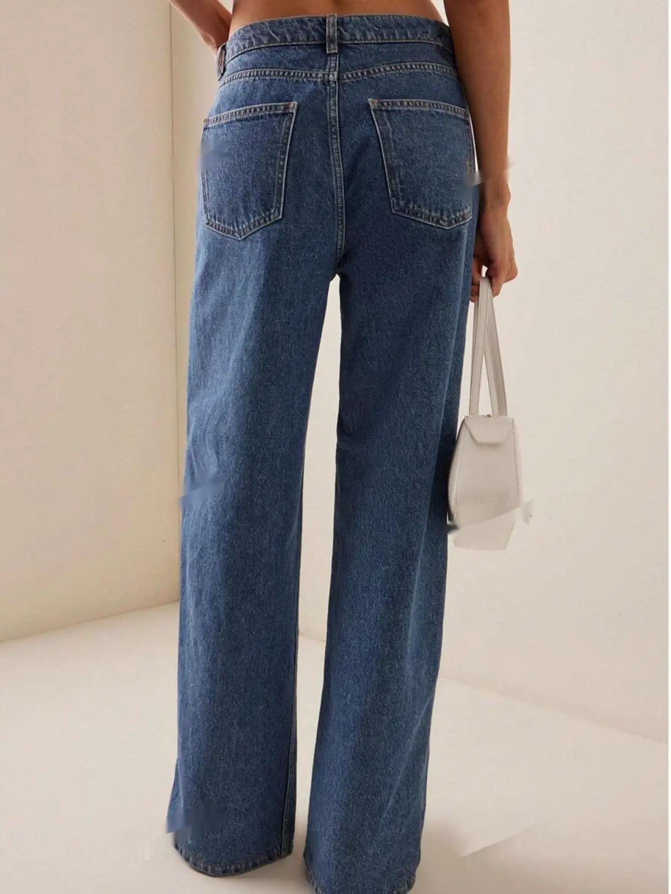 Fashionable Button-Front Slit Straight-Jeans by GJG Denim