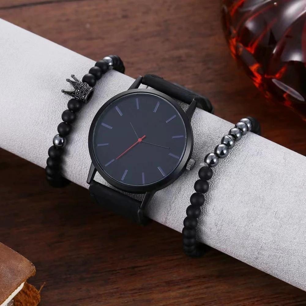 Men's Large Dial Casual Simple Scale Frosted Band Quartz Crown Bracelet/Watch by GJG Denim