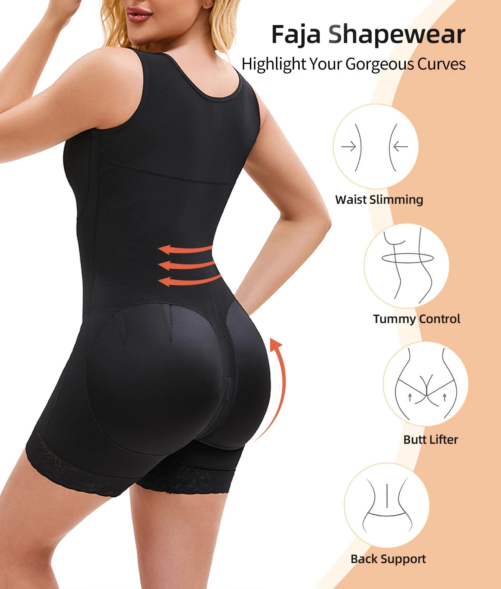 Shapewear For Women Tummy Control Post Surgery Full Body Shaper Butt Lifter With Zipper Elegant by GJG Denim