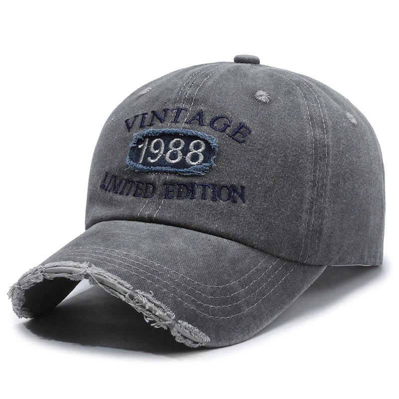 Men's Retro Old Ripped Letter Embroidered Baseball Cap by GJG Denim