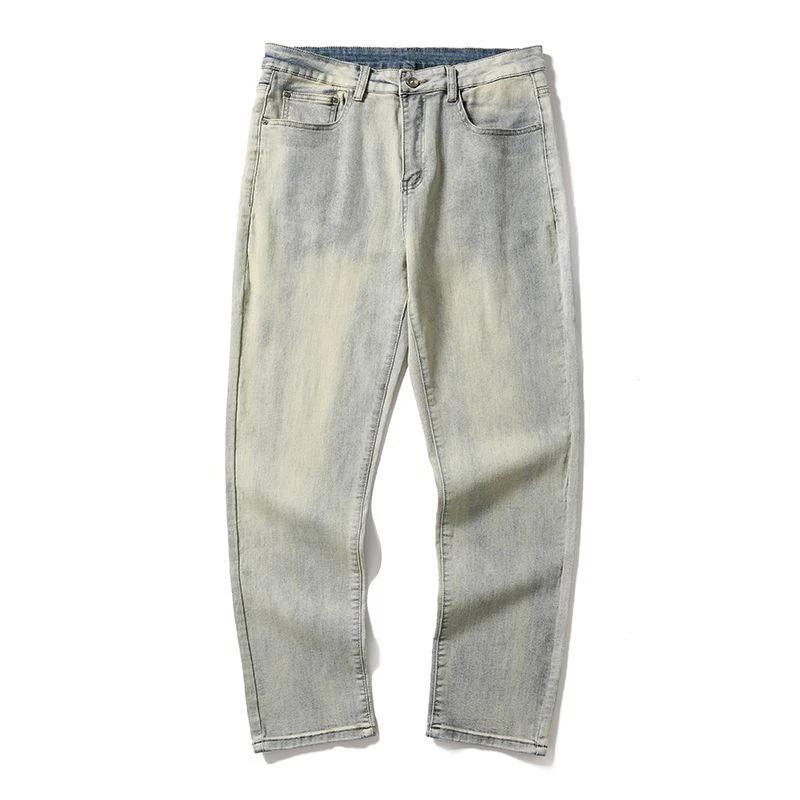 Men's Trendy Washed And Distressed Slim Straight Jeans by GJG Denim