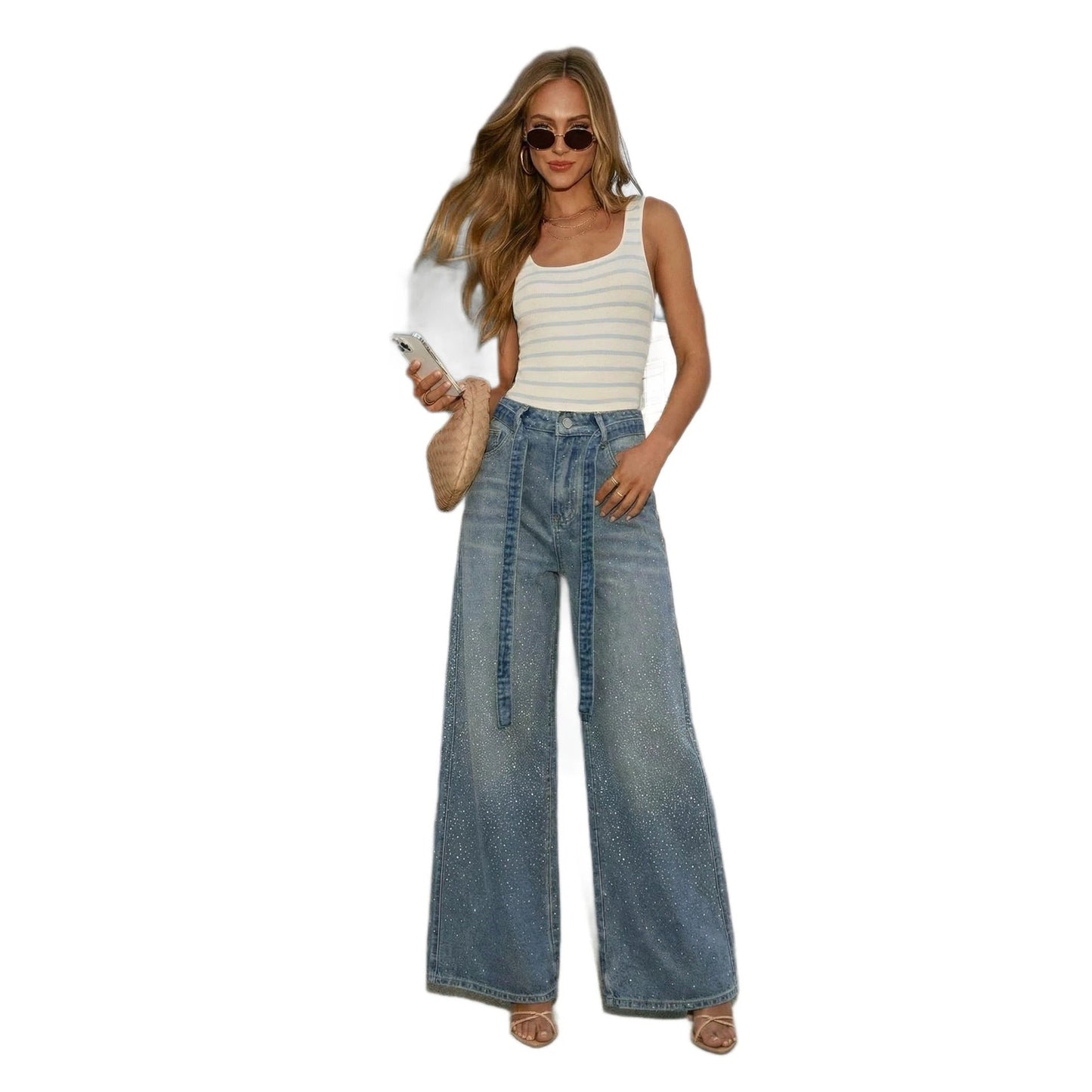 Women's Loose-fit High-waist Wide-leg Jeans by GJG Denim
