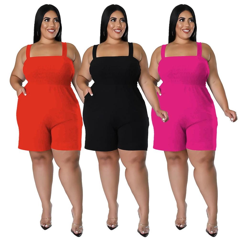 Fashionable Solid-Color Slim-Fit Ruched Backless Romper by GJG Denim