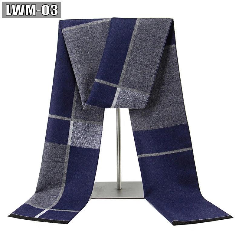 Men's Cashmere Autumn And Winter Business Plaid Scarf by GJG Denim