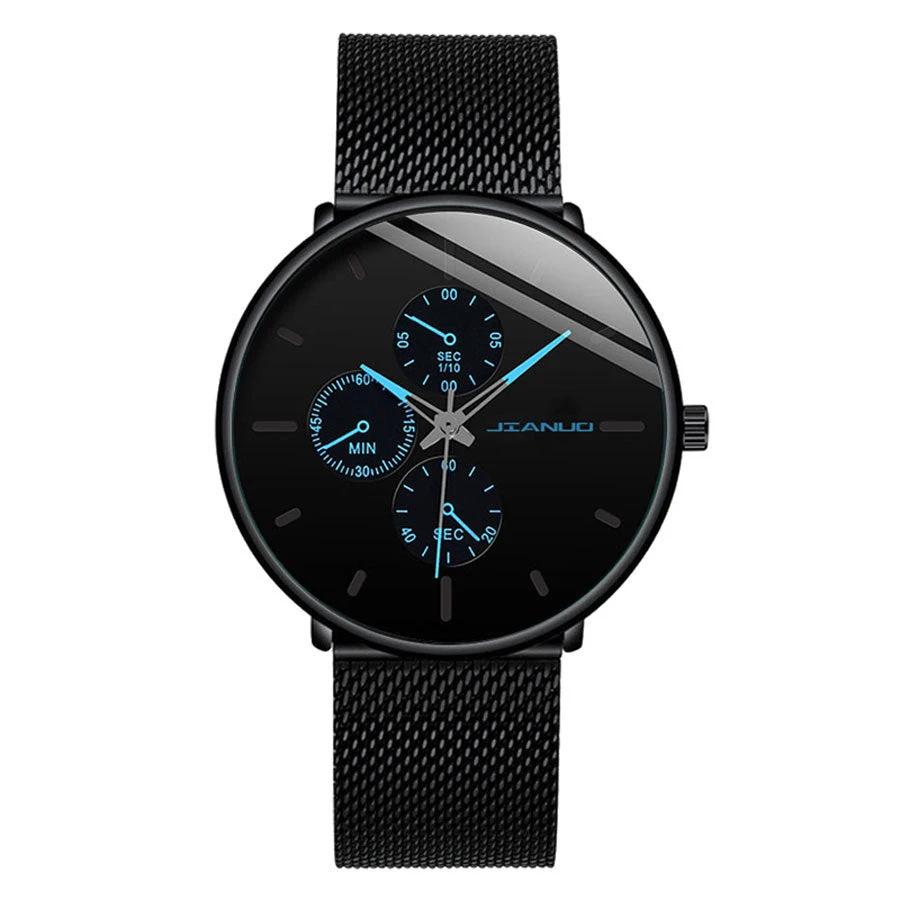 Men's Mesh-band Quartz Casual Business Luminous Watch by GJG Denim