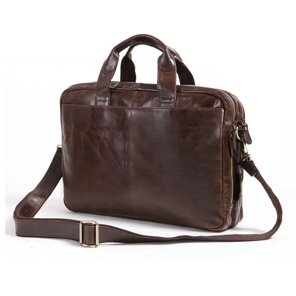 Men's First Layer Cowhide Business Briefcase by GJG Denim