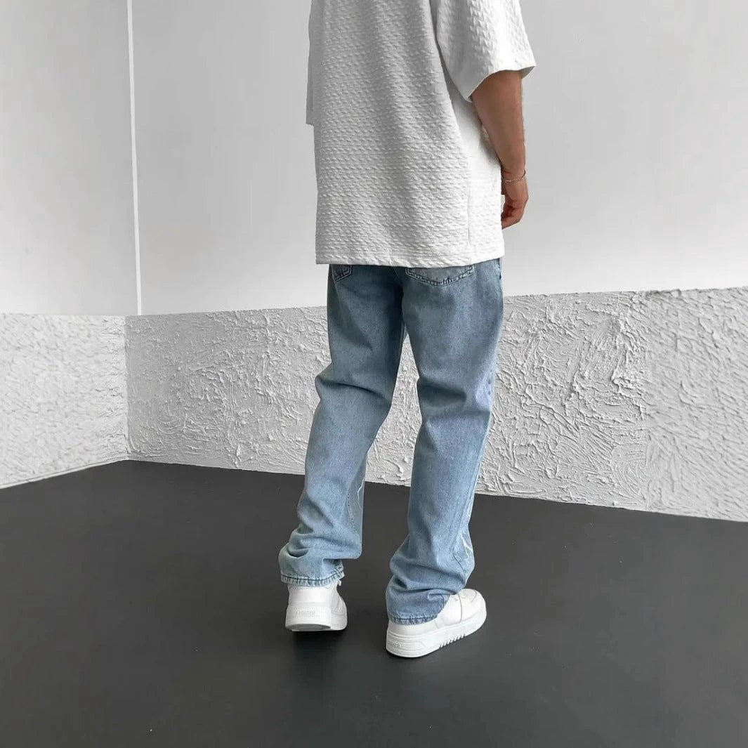Men's Straight Loose Wide Leg Jeans by GJG Denim