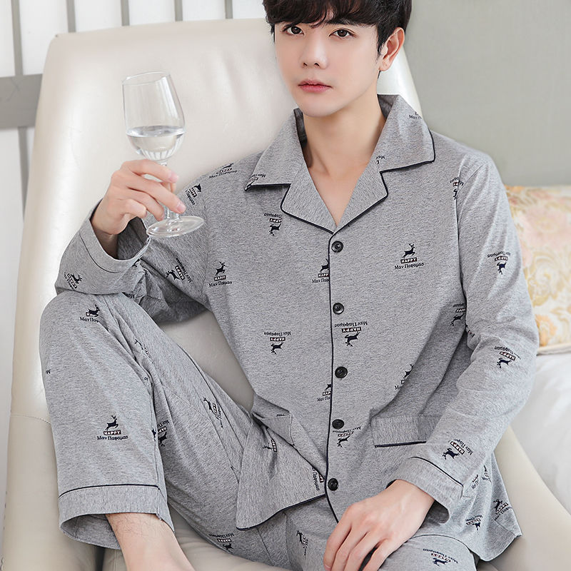 Men's Cotton Long-sleeved Pajamas by GJG Denim