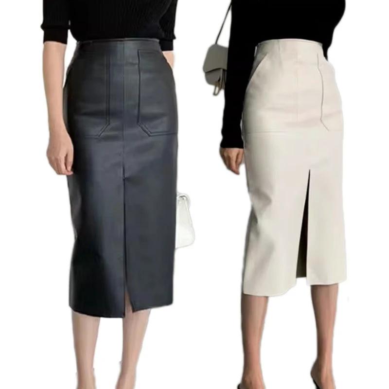 Temperament Deep Split Skirt by GJG Denim