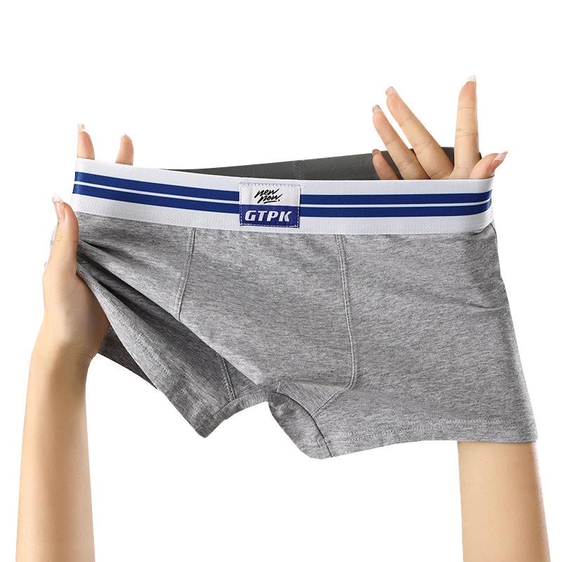 Men's Pure Color Cotton Mid-waist Underwear by GJG Denim