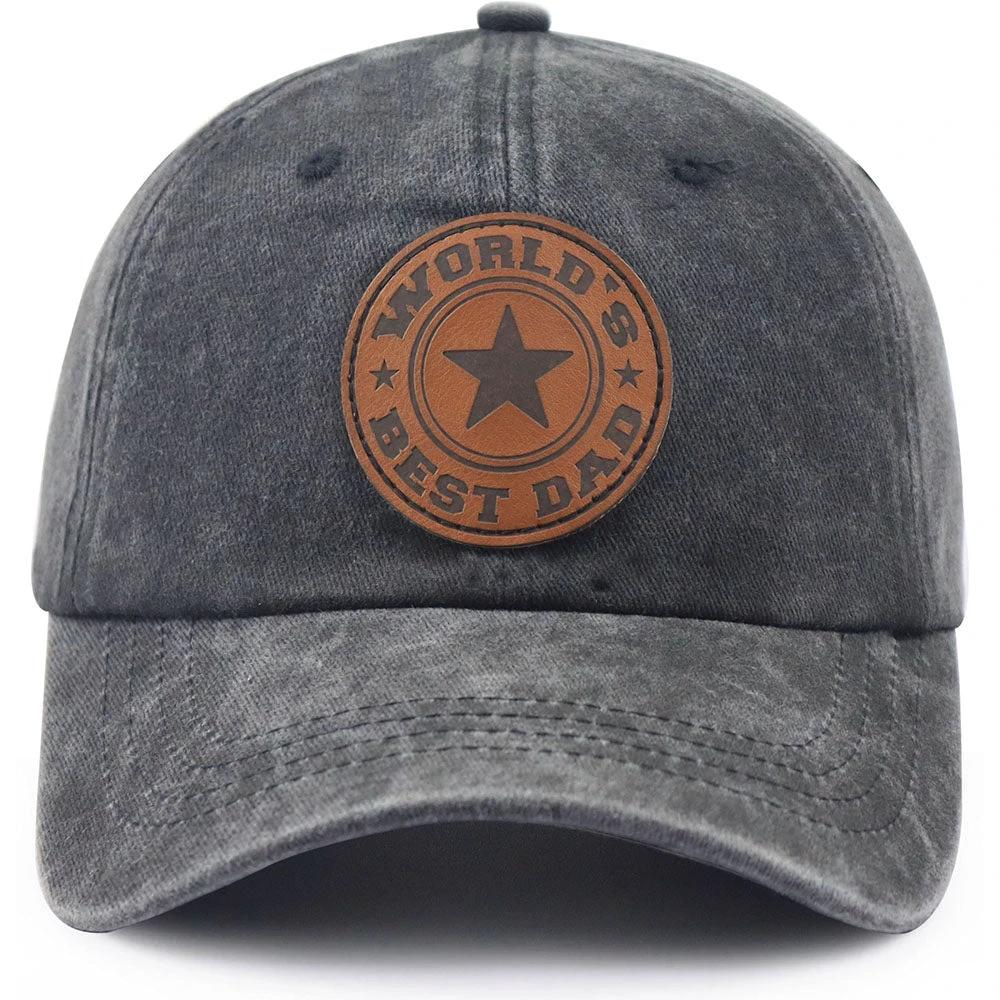 Men's "World's Best Dad" Adjustable Embroidered Baseball Cap by GJG Denim