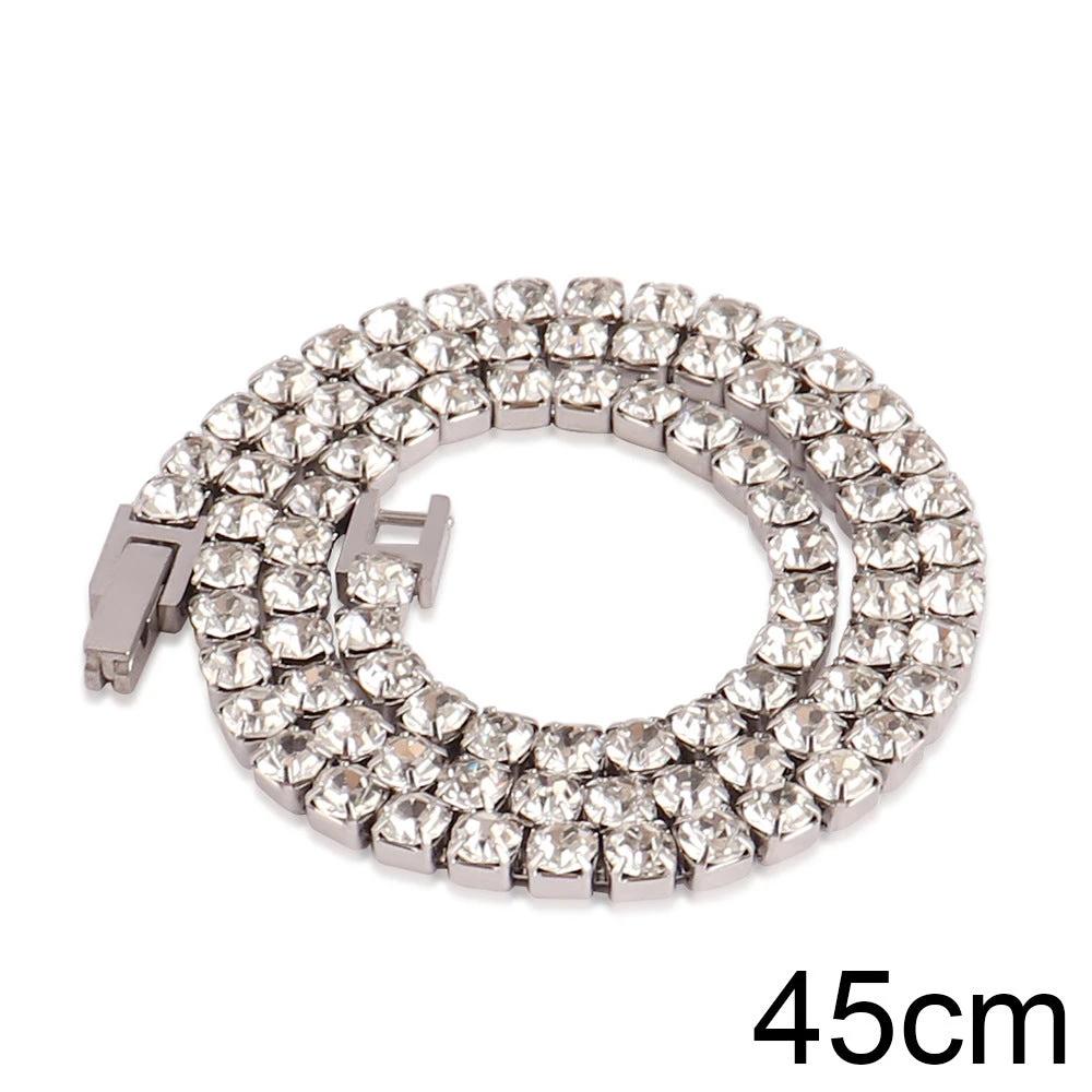 Men's Zircon Tennis Necklace In Stainless Steel by GJG Denim