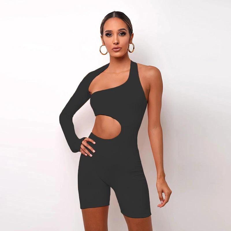 Women Tight Fitness Yoga Suits Off Shoulder Tops And Shorts Tops 2pcs Set by GJG Denim