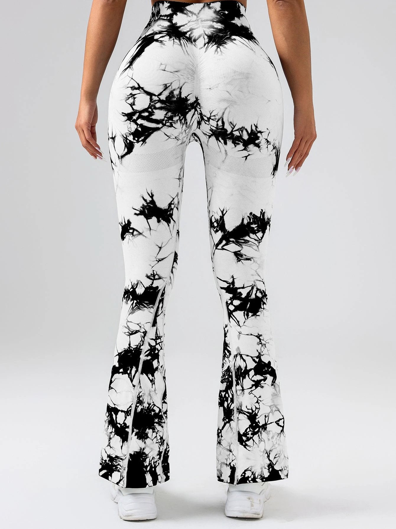 High-Waist Tummy Control Flare Yoga Pants For Women, Tie-Dye Stretch Slimming Bootcut Workout Pants, Fitness & Sports Activewear by GJG Denim