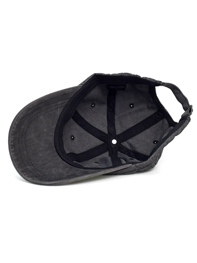 Washed Cotton Retro Soft-top Baseball Cap For Men by GJG Denim