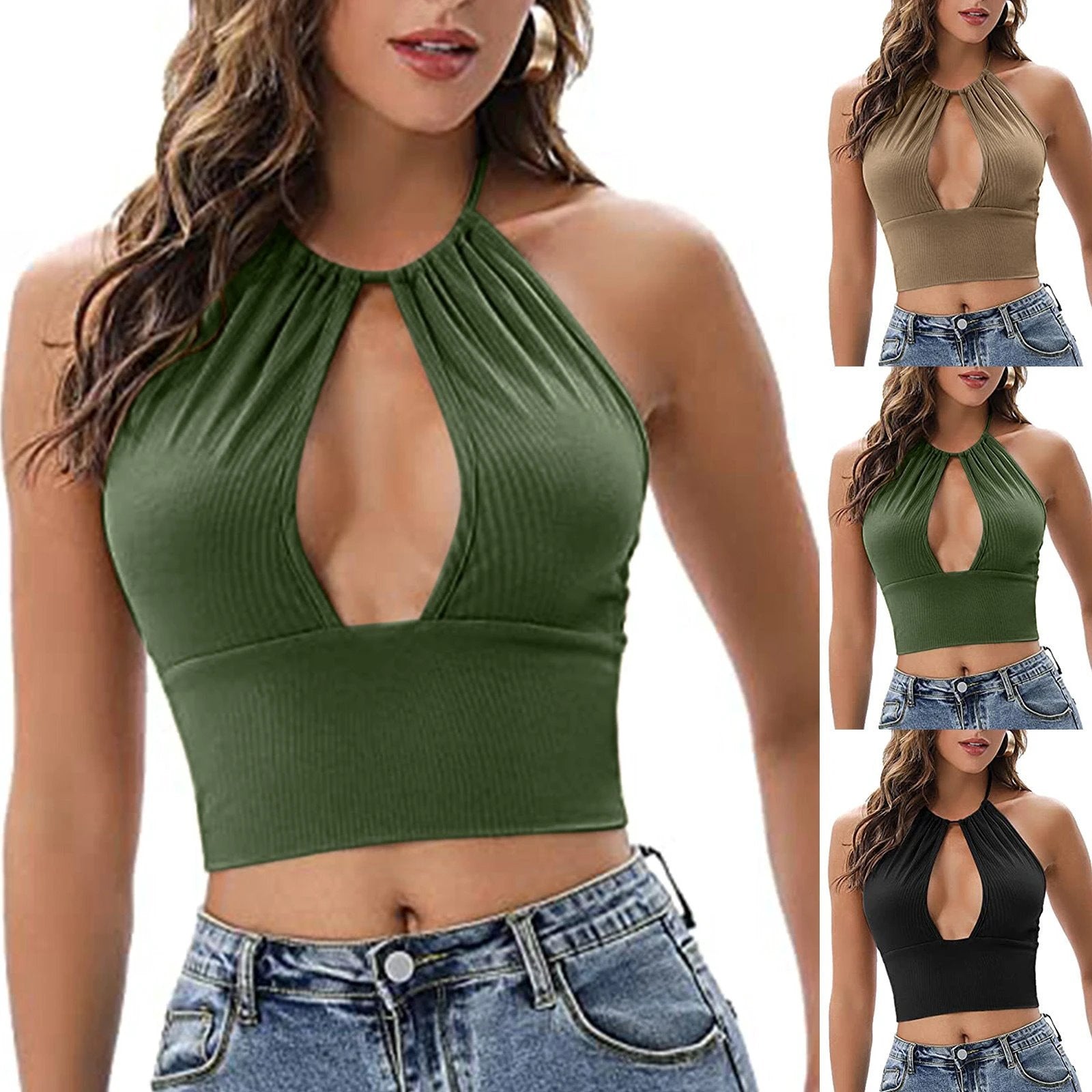 Camisole Halter Vest Women Summer Sexy Hollow Tops by GJG Denim