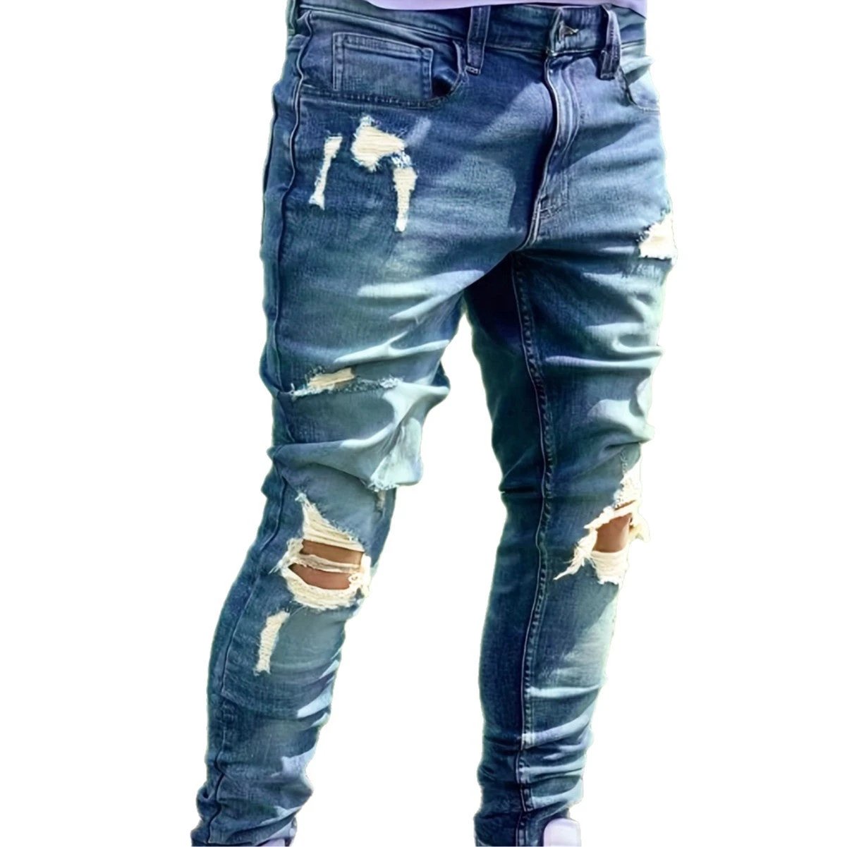 Men's Ripped Street Trend Style Jeans by GJG Denim