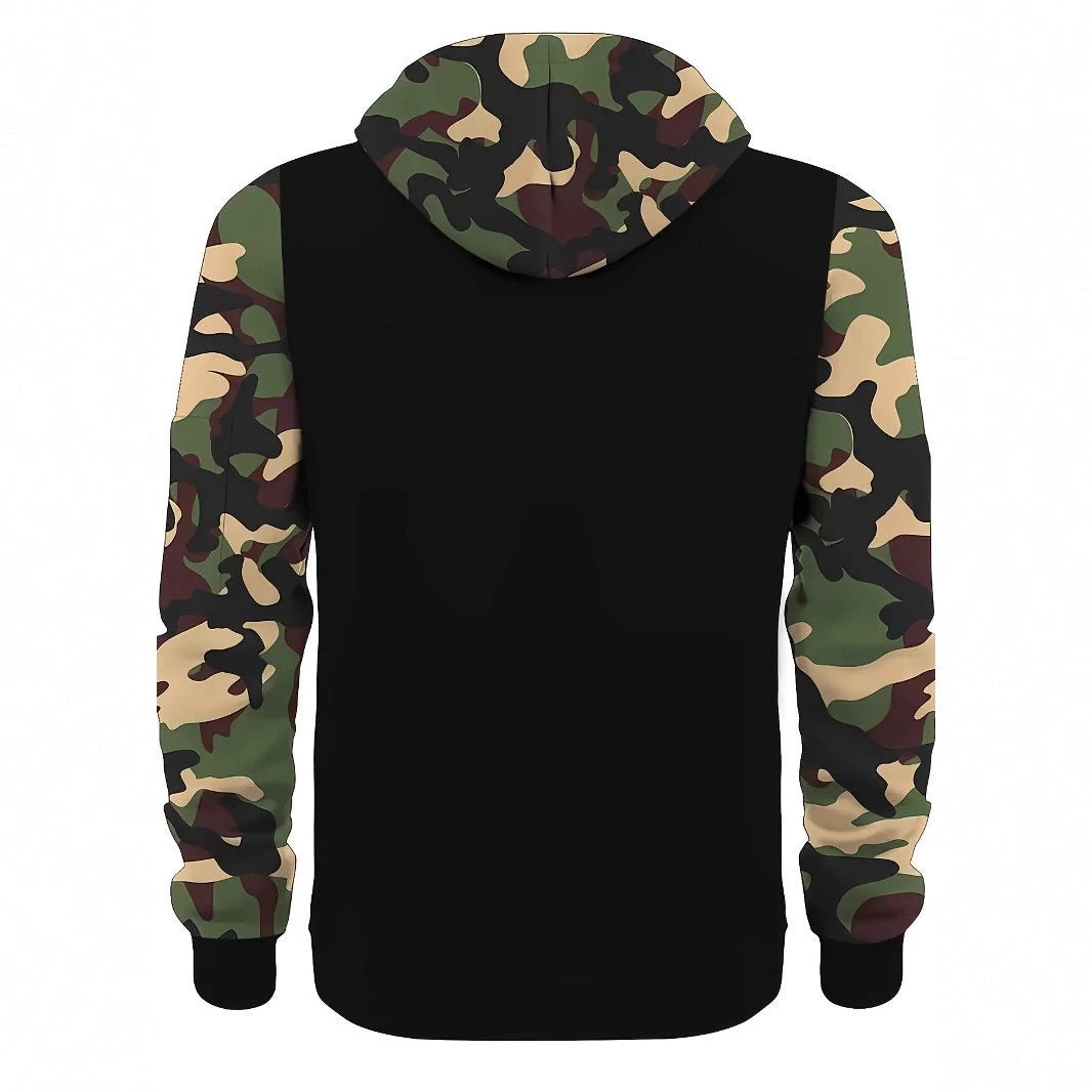 Men's Hooded Camouflage Zipper Sweater by GJG Denim
